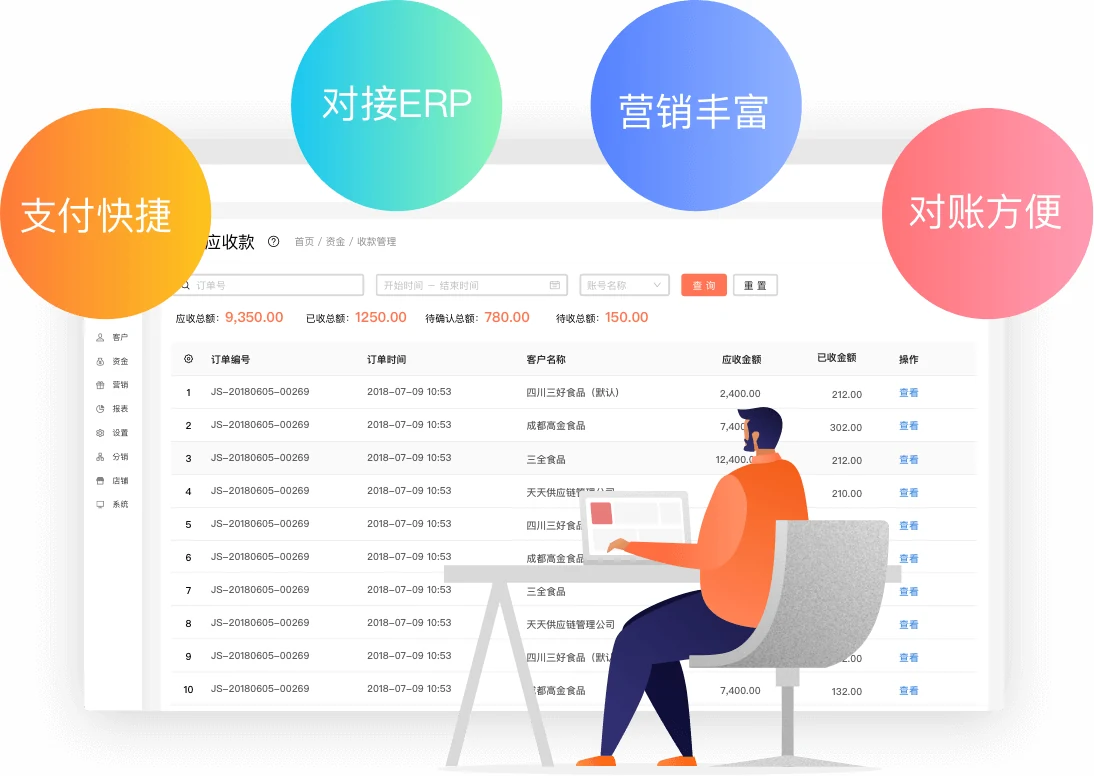 订货宝餐饮连锁行业支付与对账界面