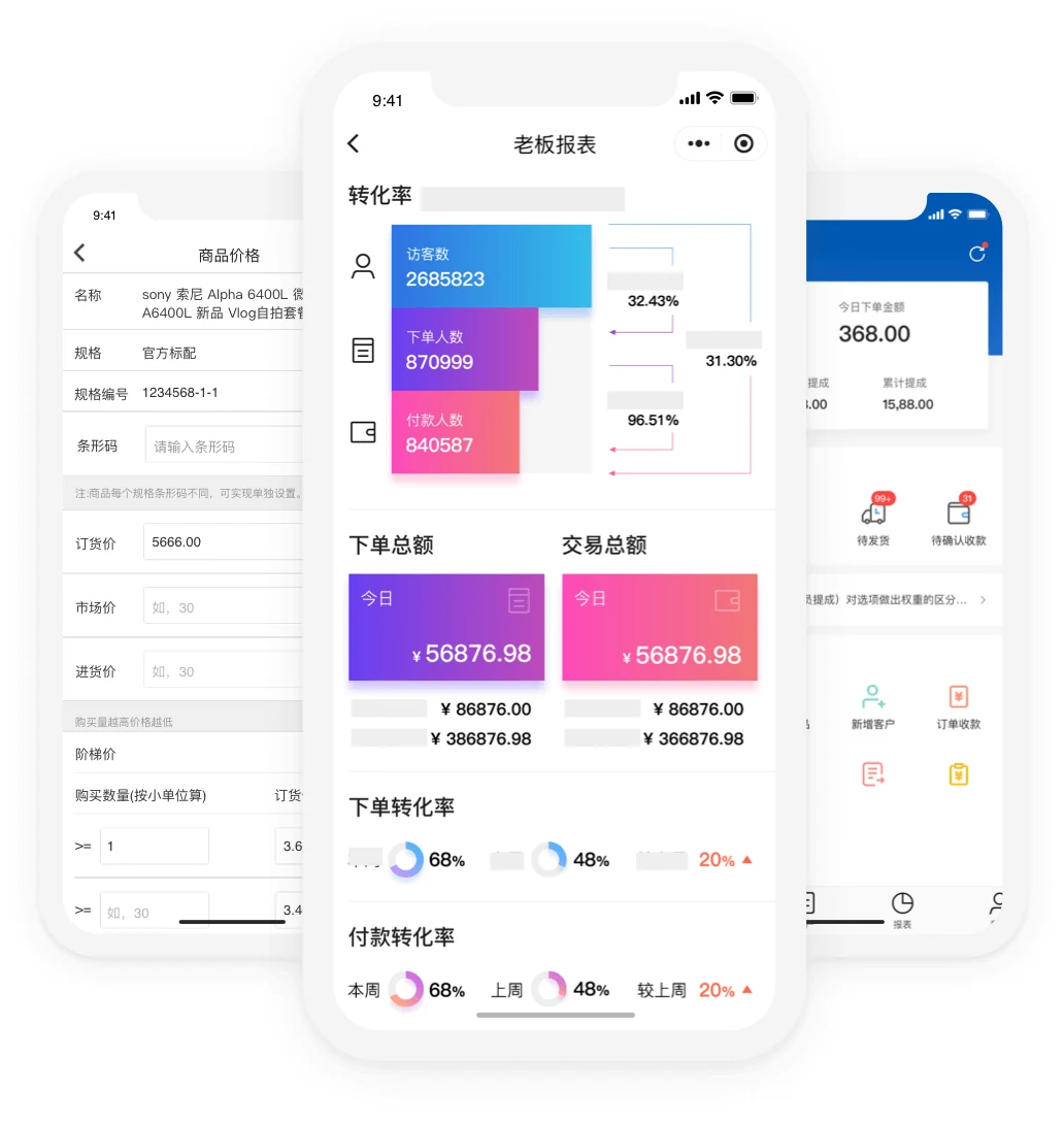 订货宝数码电器行业老板报表与转化率分析